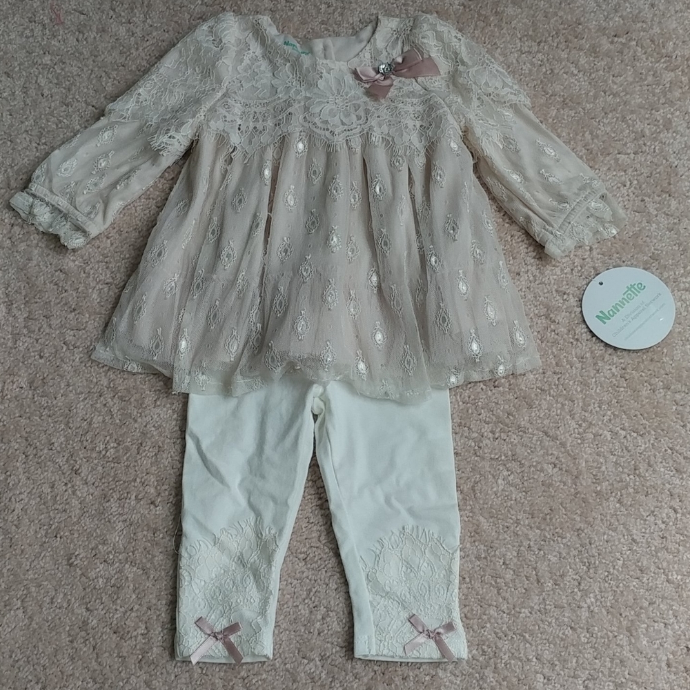 Nanette blush and cream baby outfit